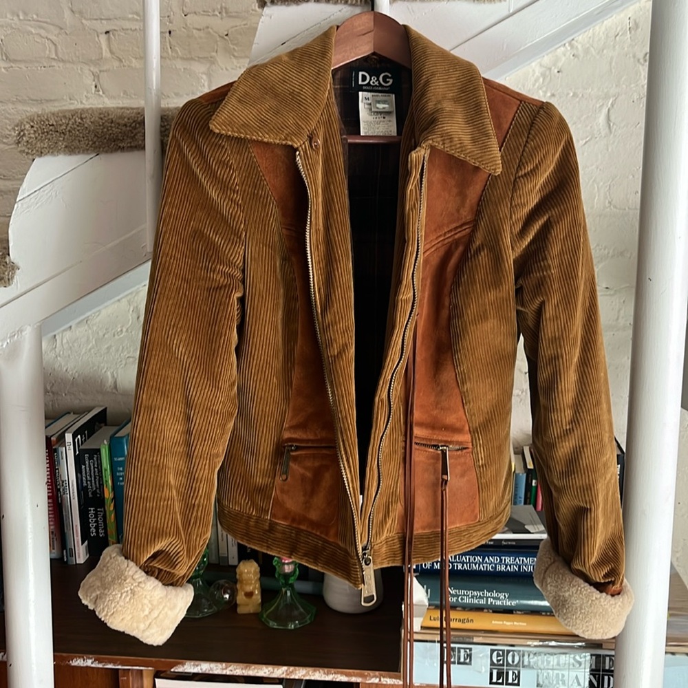 Dolce & Gabbana suede and corduroy Sherpa jacket